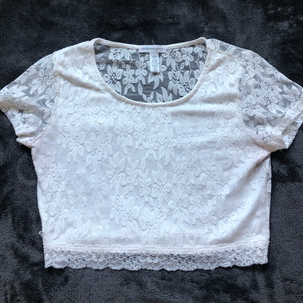 White lace crop top